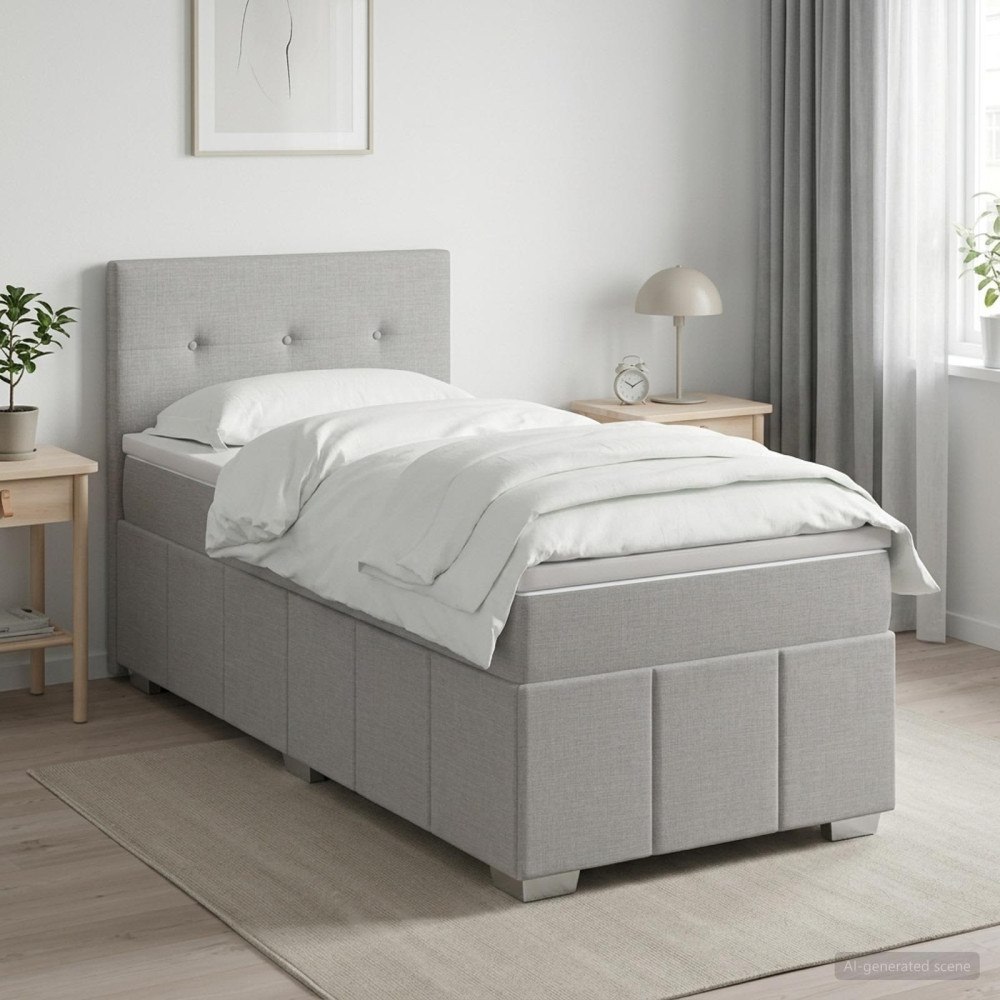 vidaXL Kontinentalsäng med madrass Ljusgrå 100 x 200 cm Tyg