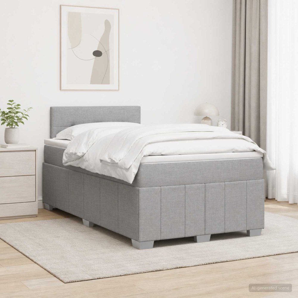 vidaXL Kontinentalsäng med madrass Ljusgrå 120 x 190 cm Tyg