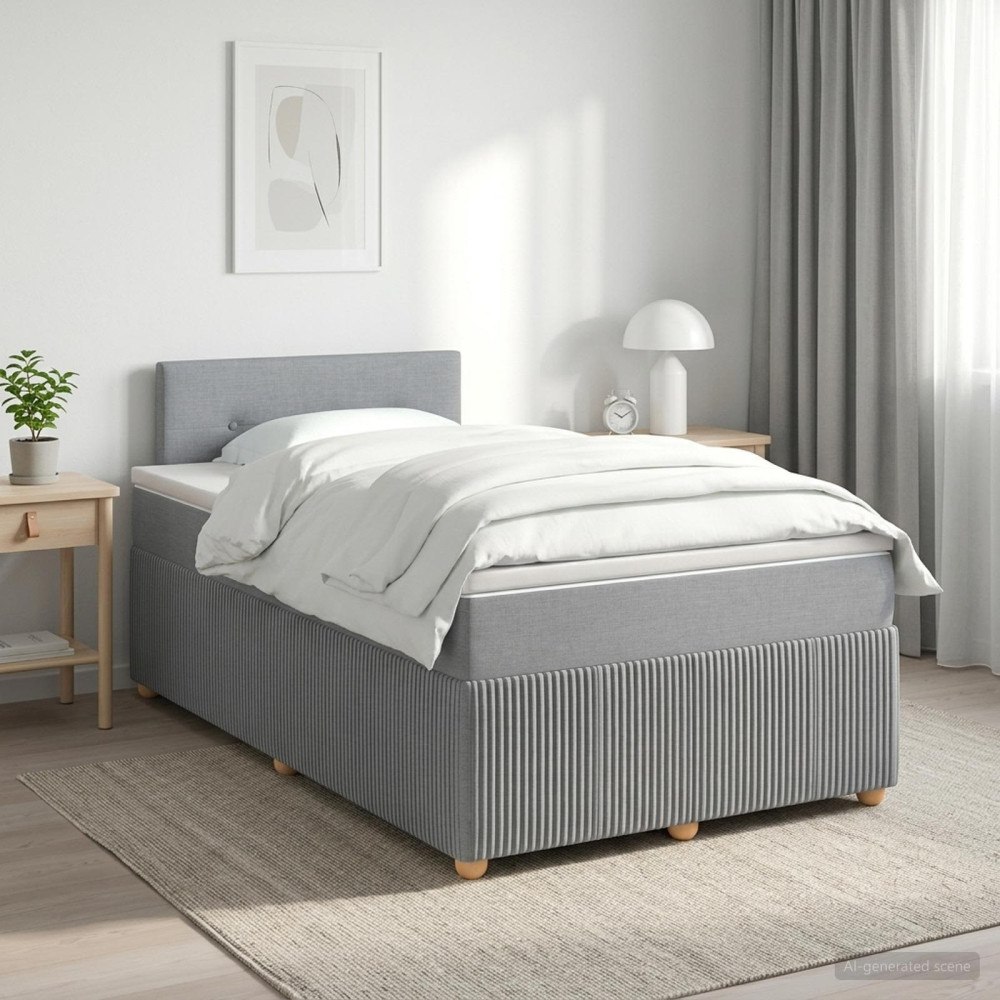 vidaXL Kontinentalsäng med madrass Ljusgrå 120 x 190 cm Tyg