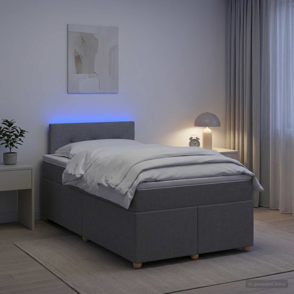 vidaXL Kontinentalsäng med madrass Ljusgrå 120 x 200 cm Tyg