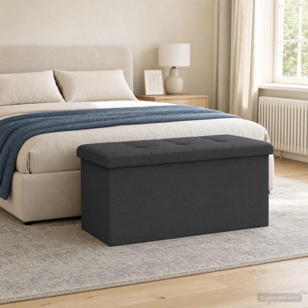 vidaXL Fällbar Förvaringsbänk Mörkgrå 180 kg 80 L 77 x 38 x 38 cm