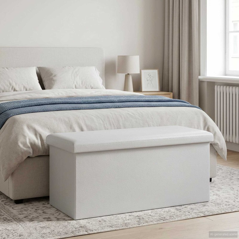 vidaXL Fällbar Förvaringsbänk Vit 180 kg 80 L 77 x 38 x 38 cm PVC