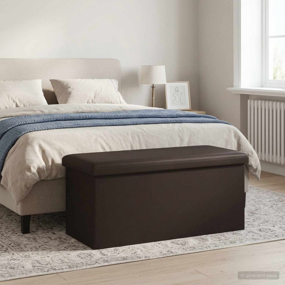 vidaXL Fällbar Förvaringsbänk Brun 180 kg 80 L 77 x 38 x 38 cm PVC