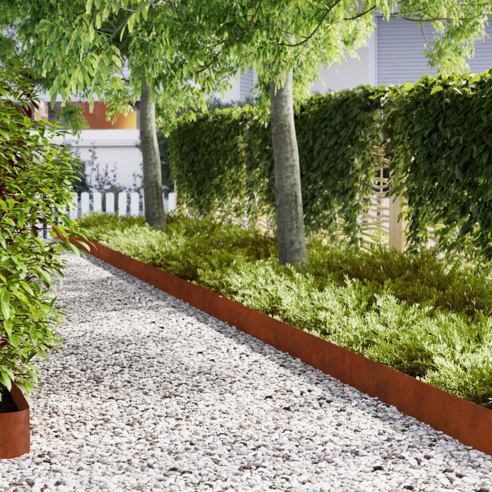 vidaXL Kant för gräsmatta 30 st 20 x 103 cm Väderbeständig stål Rostig