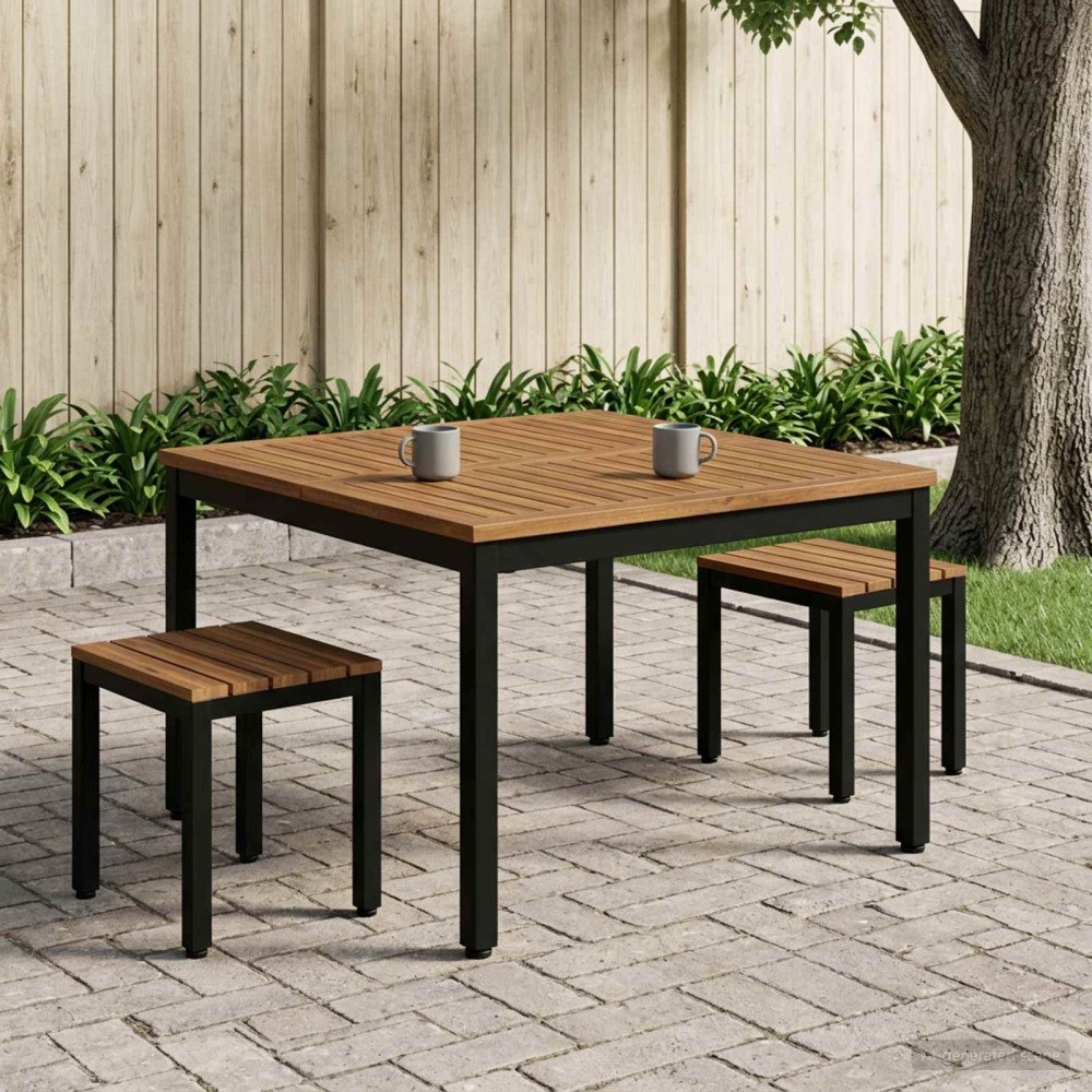 vidaXL Kaffeebord Naturlig och svart 100 x 100,5 x 45 cm