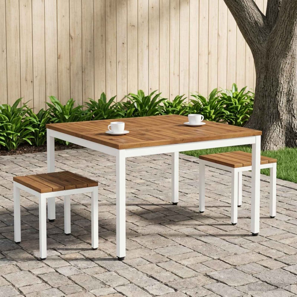 vidaXL Kaffeebord Naturlig och vit 100 x 100,5 x 45 cm
