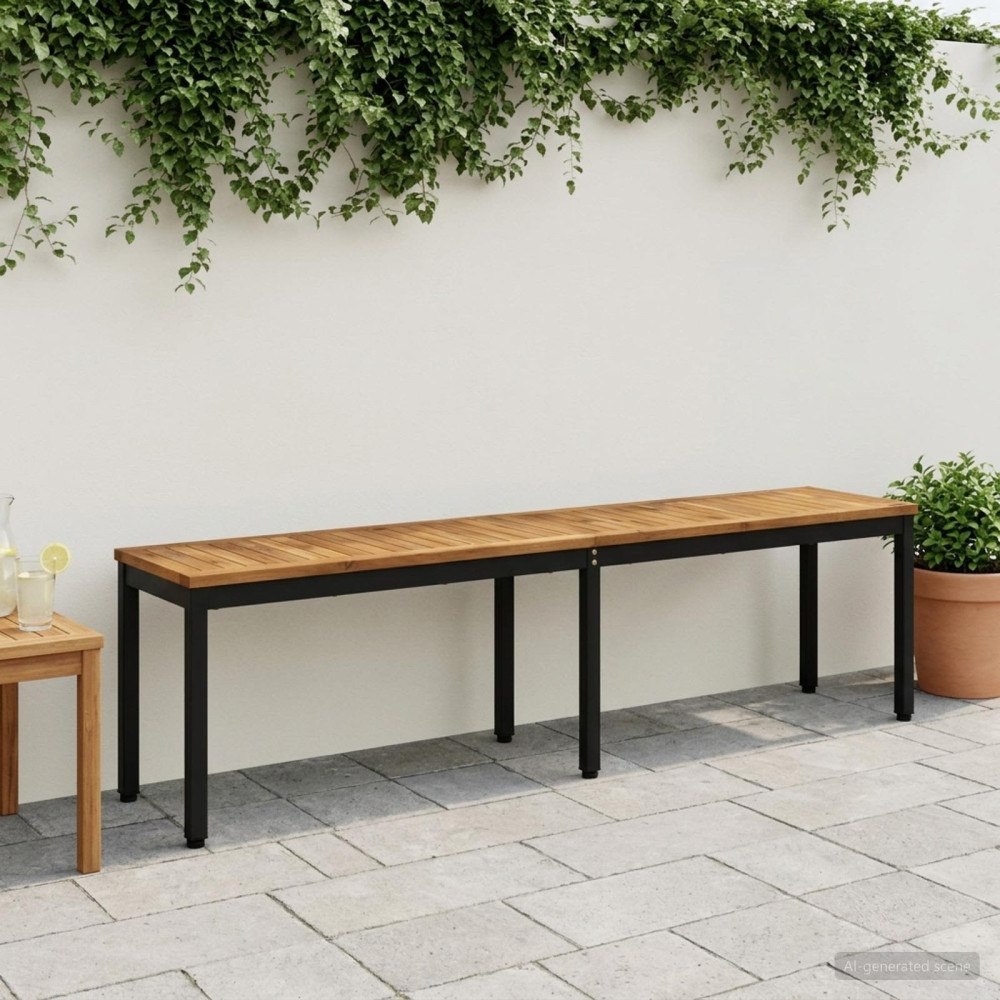 vidaXL Trädgårdsbänk 161 x 35 x 45 cm Massivt Akaciaträ Rektangulär