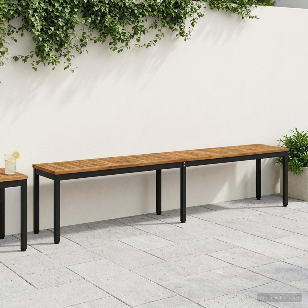 vidaXL Trädgårdsbänk 201 x 35 x 45 cm Massivt Akaciaträ Rektangulär