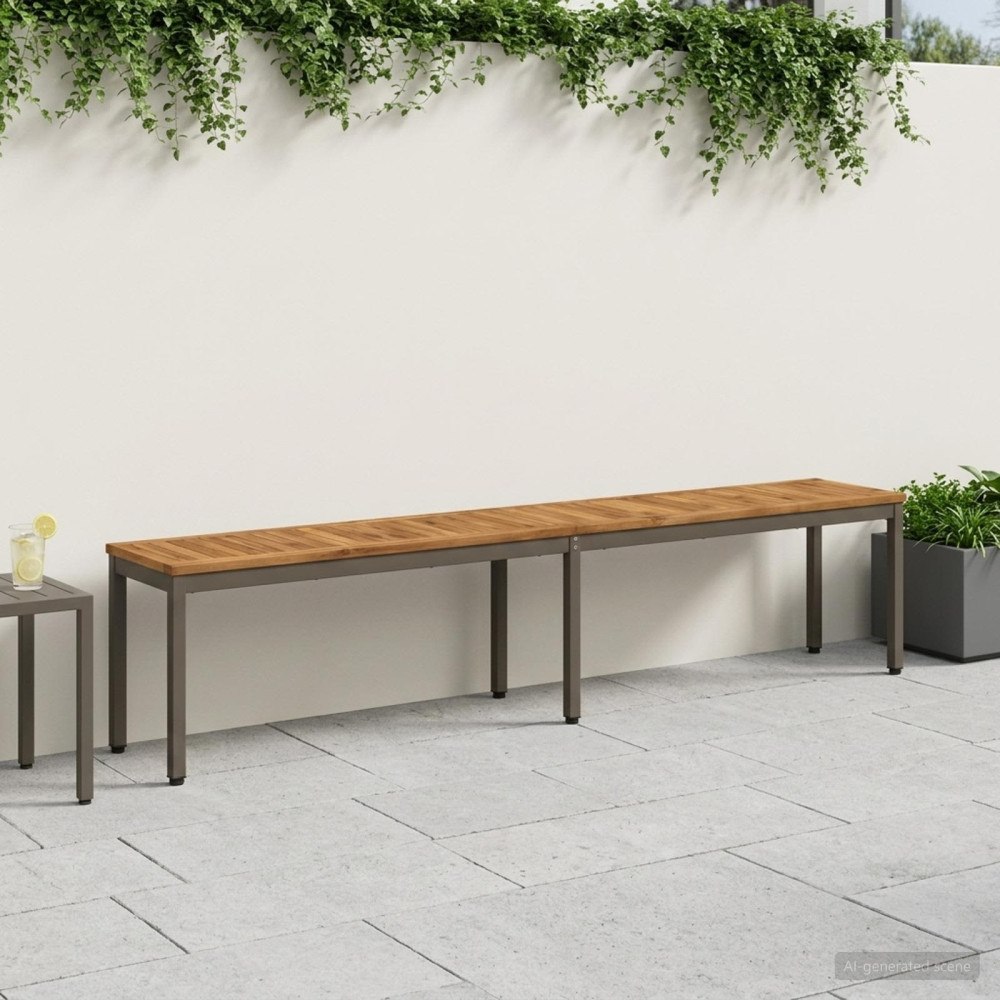 vidaXL Trädgårdsbänk 201 x 35 x 45 cm Massivt Akaciaträ Rektangulär