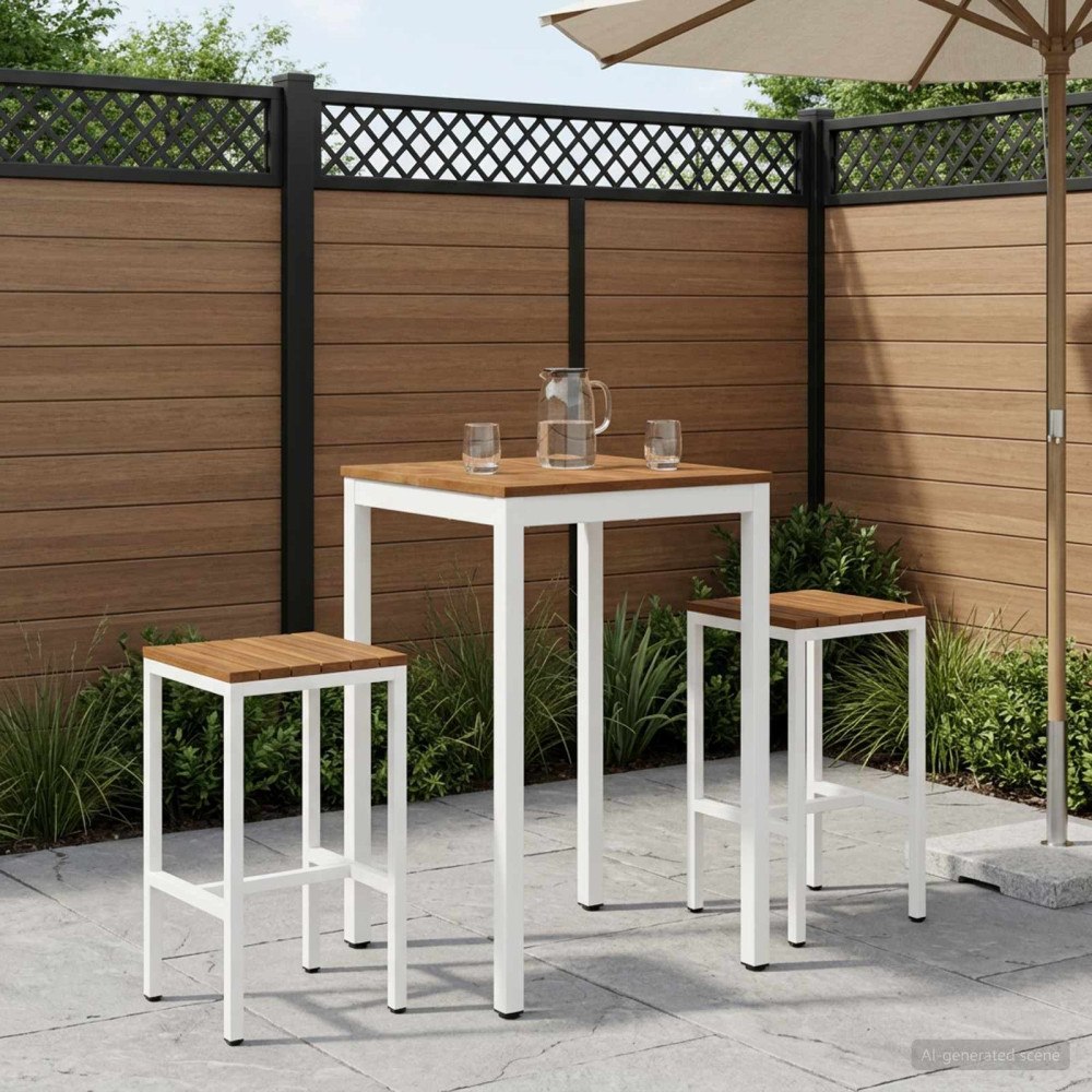 vidaXL Trädgård Bar Bord Naturlig och vit 60 x 60,5 x 105 cm