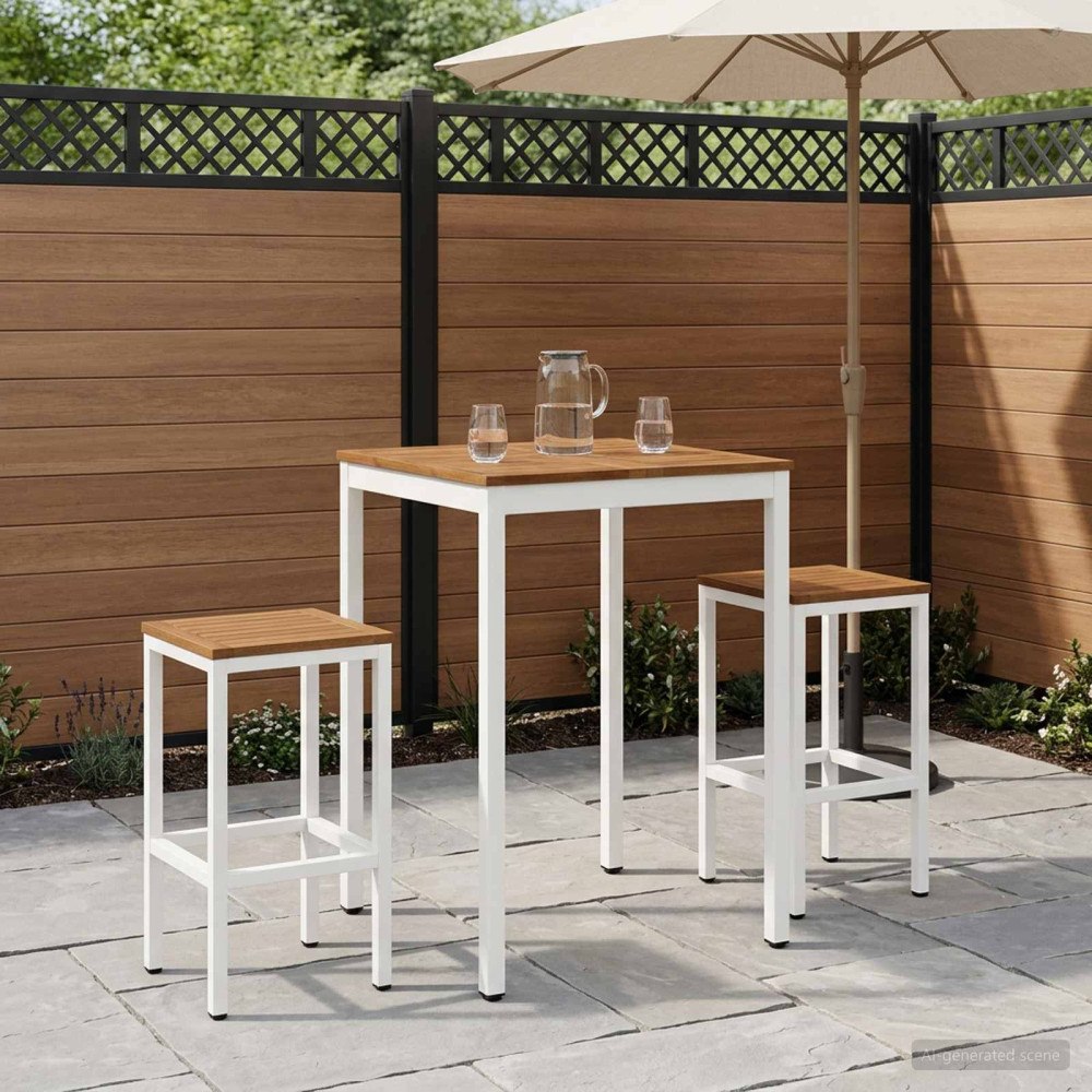 vidaXL Trädgård Bar Bord Naturlig och vit 70 x 68,5 x 105 cm