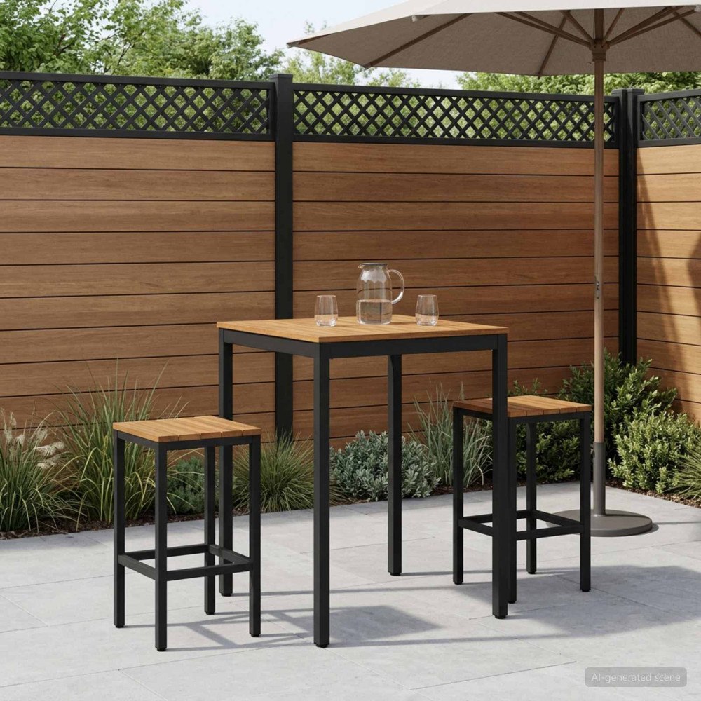 vidaXL Trädgård Bar Bord Naturlig och svart 80 x 80,5 x 105 cm