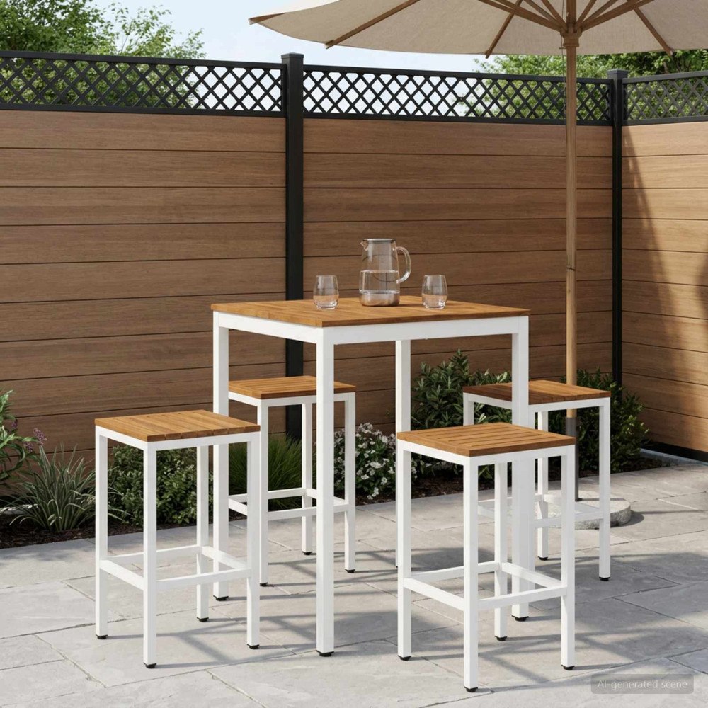 vidaXL Trädgård Bar Bord Naturlig och vit 80 x 80,5 x 105 cm