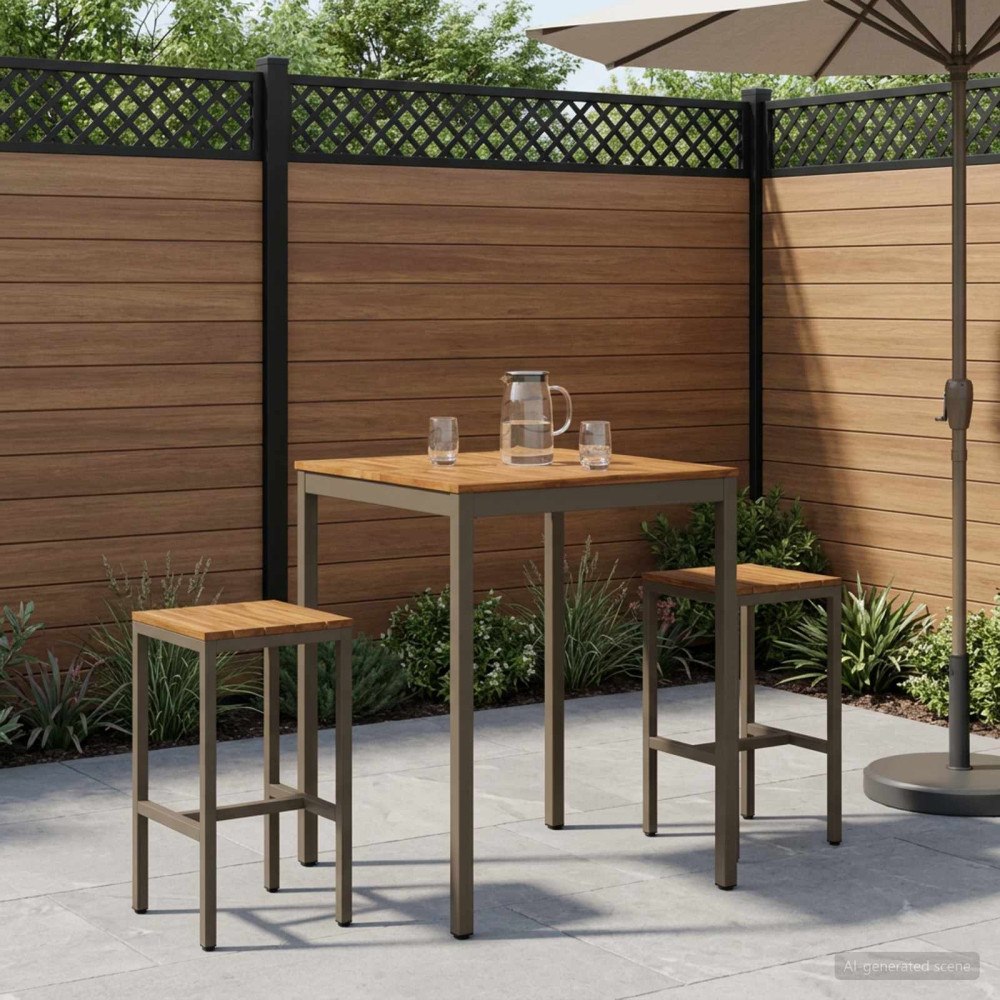 vidaXL Trädgård Bar Bord Naturlig och Kaffe 80 x 80,5 x 105 cm