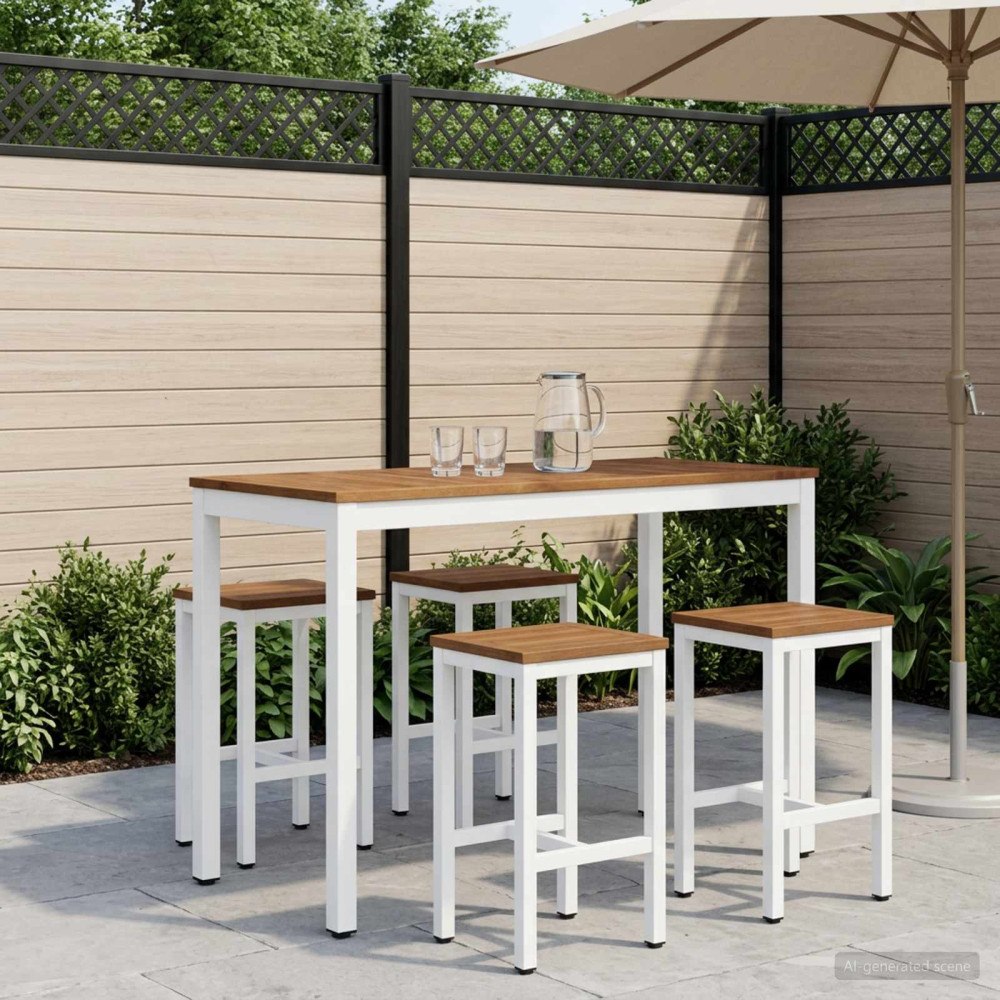 vidaXL Trädgård Bar Bord Naturlig och vit 108,5 x 55 x 105 cm