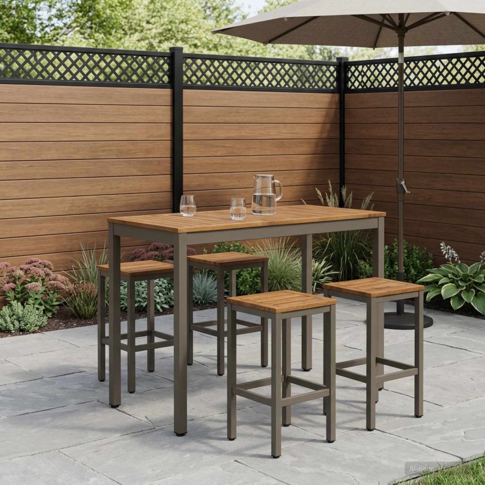 vidaXL Trädgård Bar Bord Naturlig och Kaffe 108,5 x 55 x 105 cm