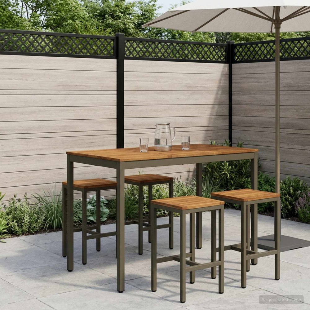 vidaXL Trädgård Bar Bord Naturlig och Kaffe 141 x 80,5 x 105 cm
