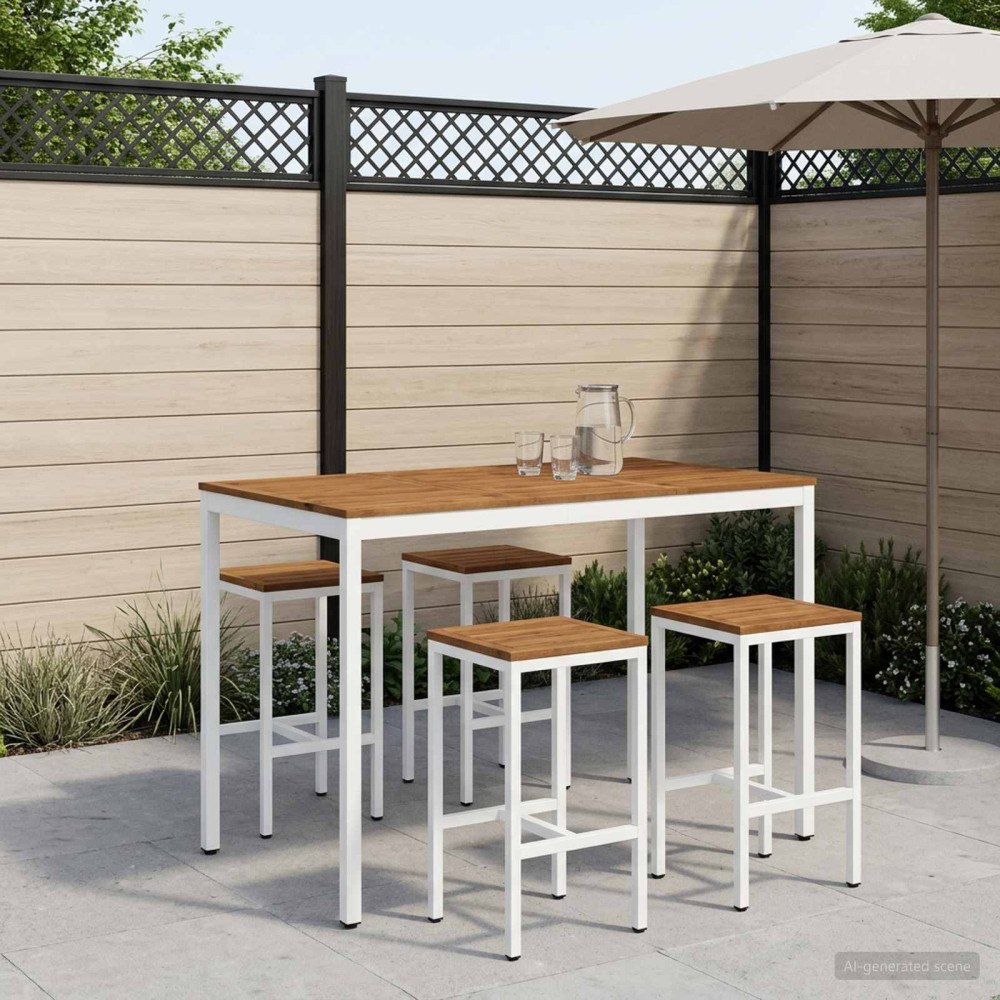 vidaXL Trädgård Bar Bord Naturlig och vit 147 x 88,5 x 105 cm