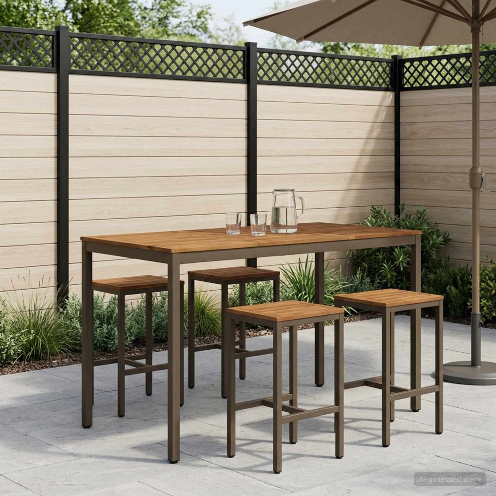 vidaXL Trädgård Bar Bord Naturlig och Kaffe 147 x 88,5 x 105 cm