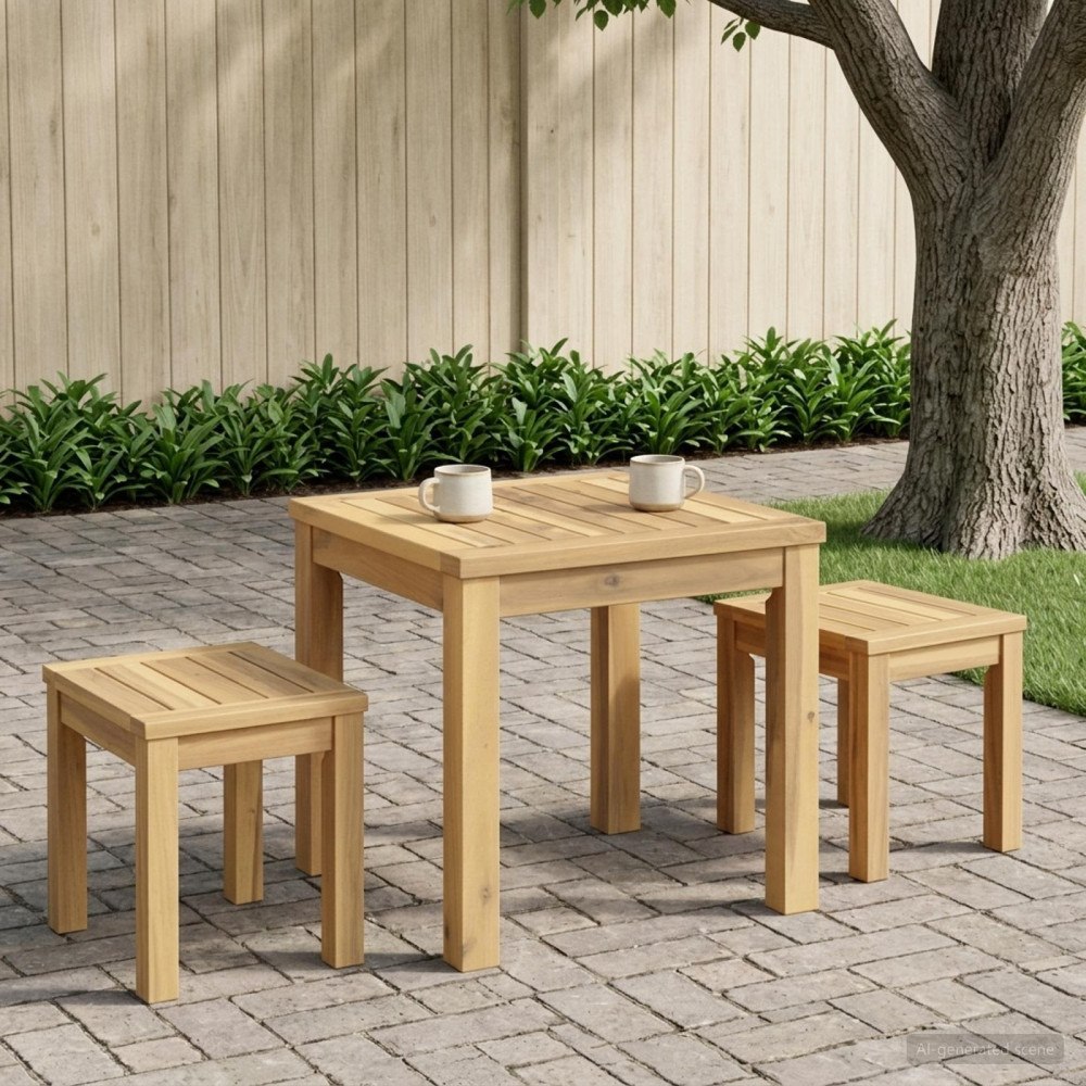 vidaXL Kaffeebord Vit 40 x 40,5 x 36 cm Massivt Akaciaträ