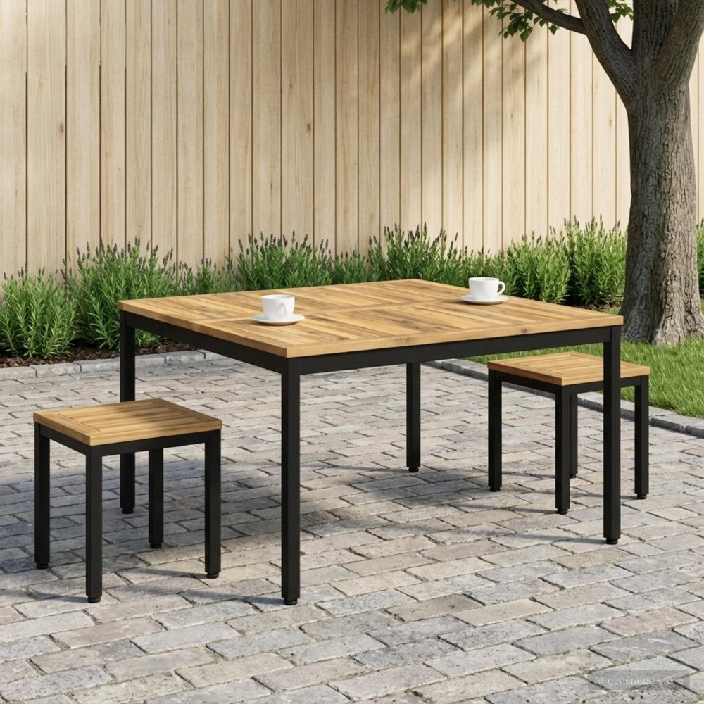 vidaXL Kaffeebord Vit och svart 100 x 100,5 x 45 cm Massivt Akaciaträ