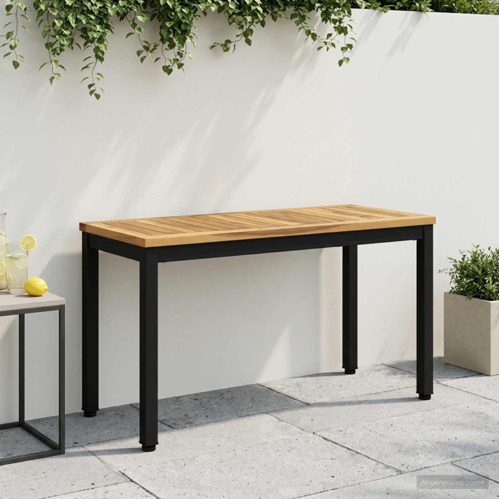 vidaXL Trädgårdsbänk 80,5 x 35 x 45 cm Massivt Akaciaträ Vit och svart