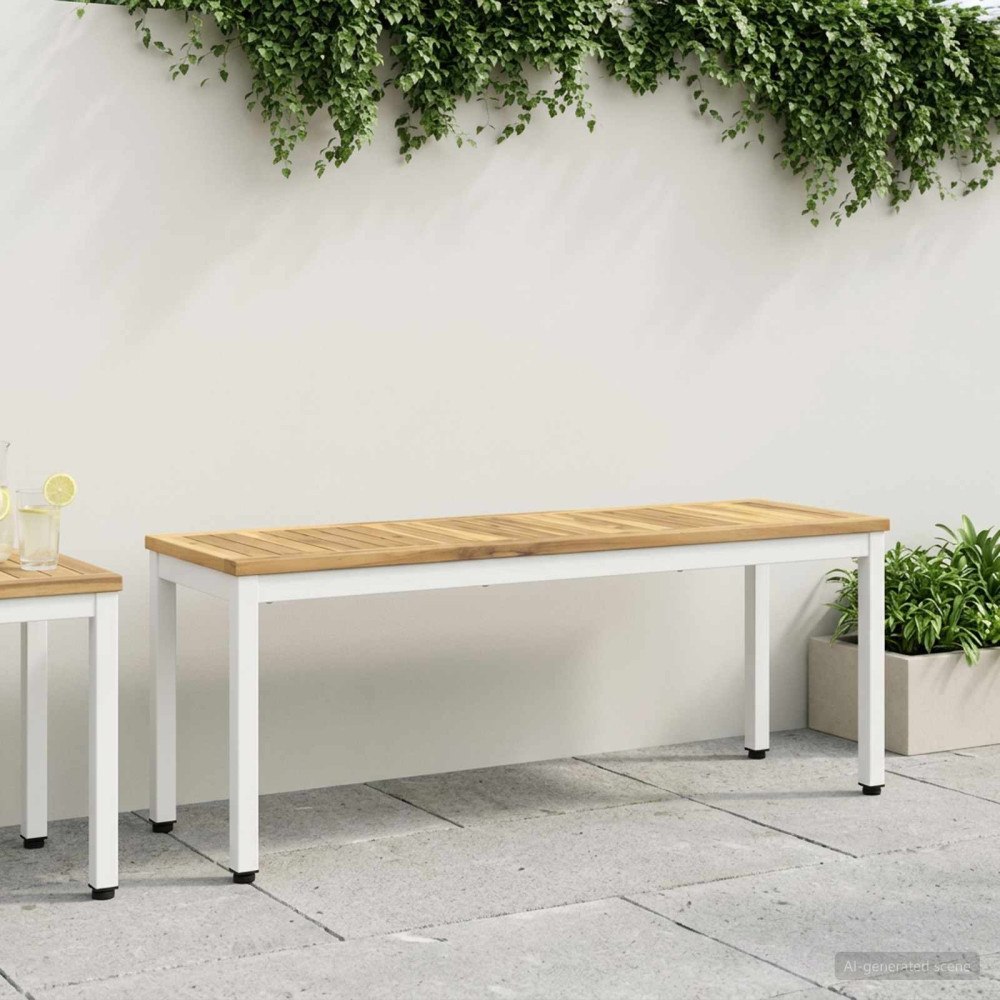 vidaXL Trädgårdsbänk 108,5 x 35 x 45 cm Massivt Akaciaträ Vit