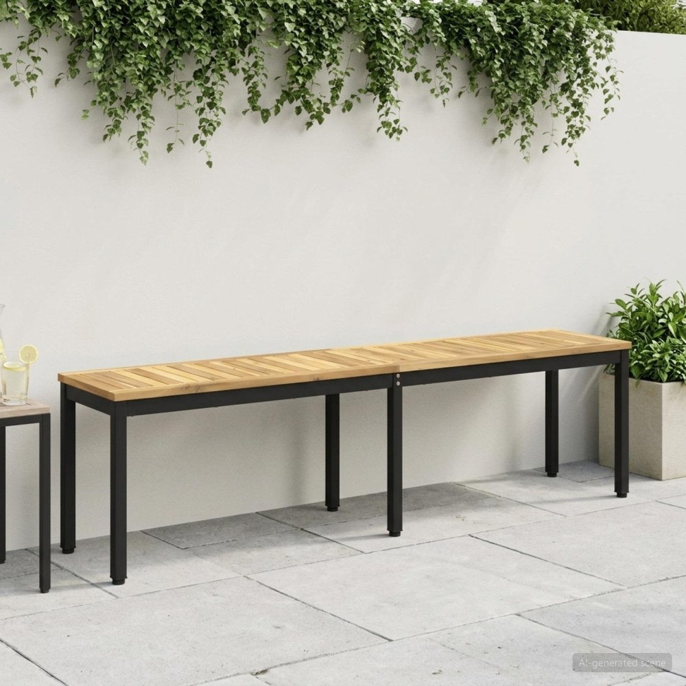 vidaXL Trädgårdsbänk 161 x 35 x 45 cm Massivt Akaciaträ Vit och svart