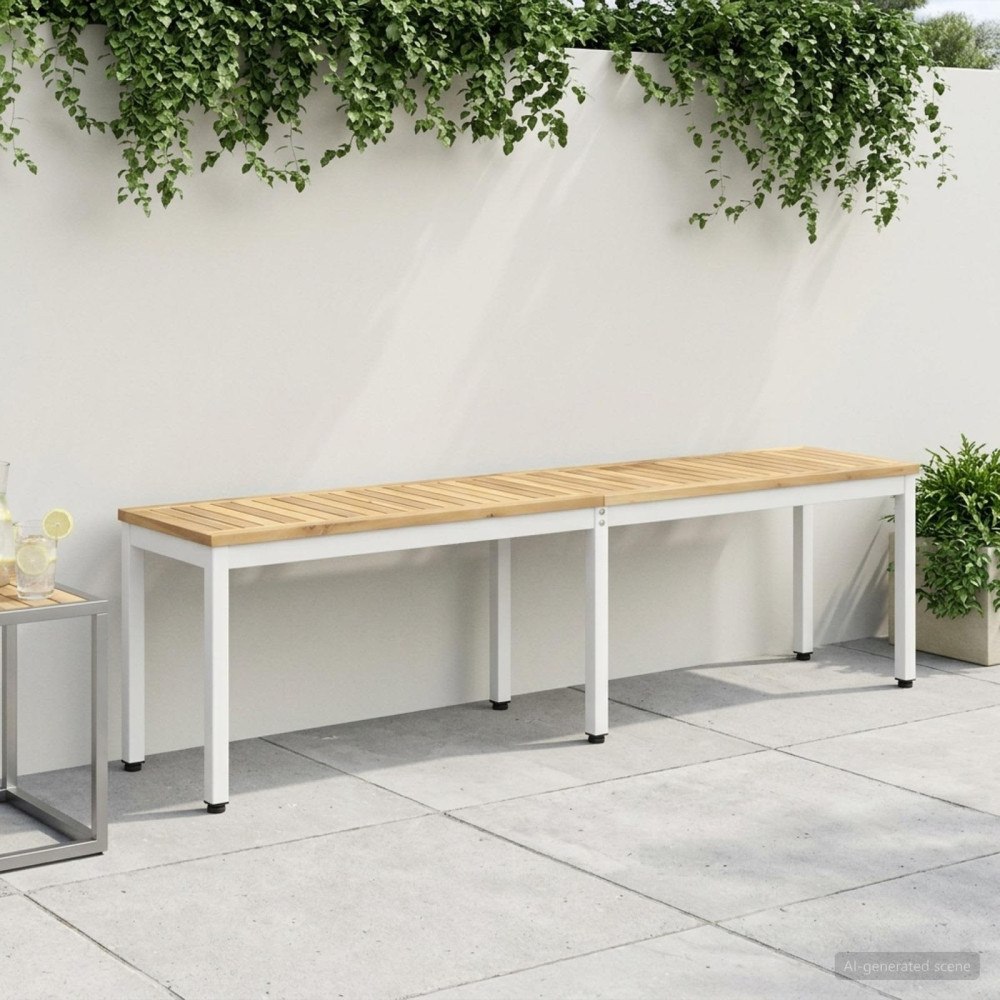 vidaXL Trädgårdsbänk 161 x 35 x 45 cm Massivt Akaciaträ Vit