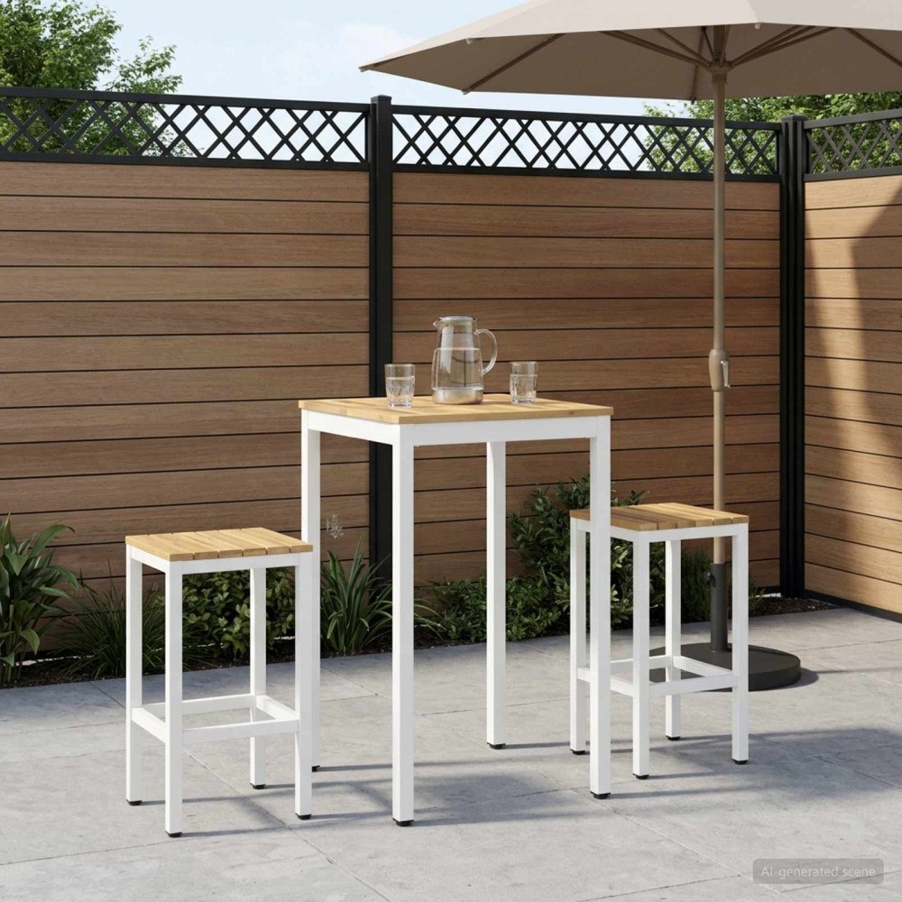vidaXL Trädgård Bar Bord Vit 60 x 60,5 x 105 cm Massivt Akaciaträ