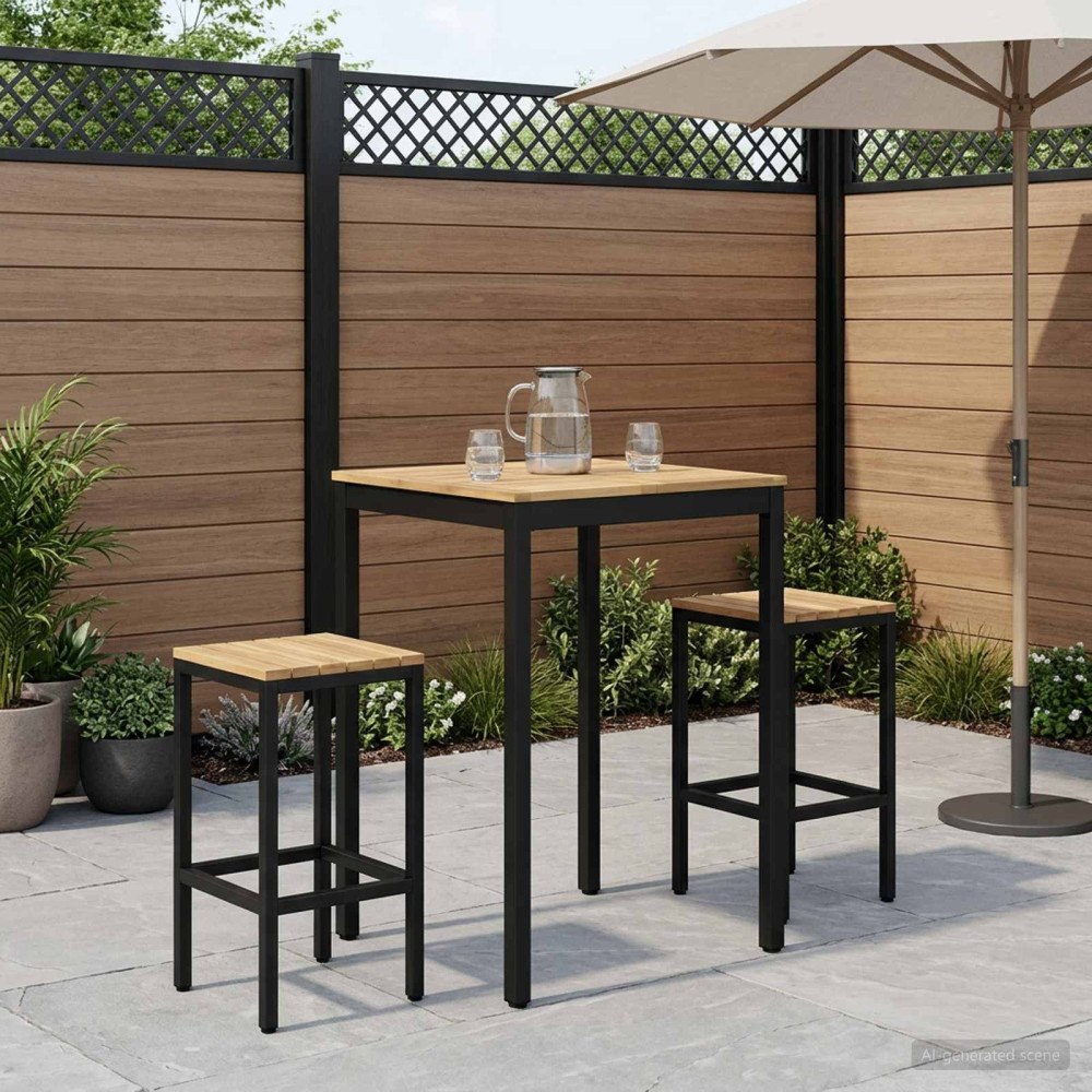 vidaXL Trädgård Bar Bord Vit och svart 70 x 68,5 x 105 cm