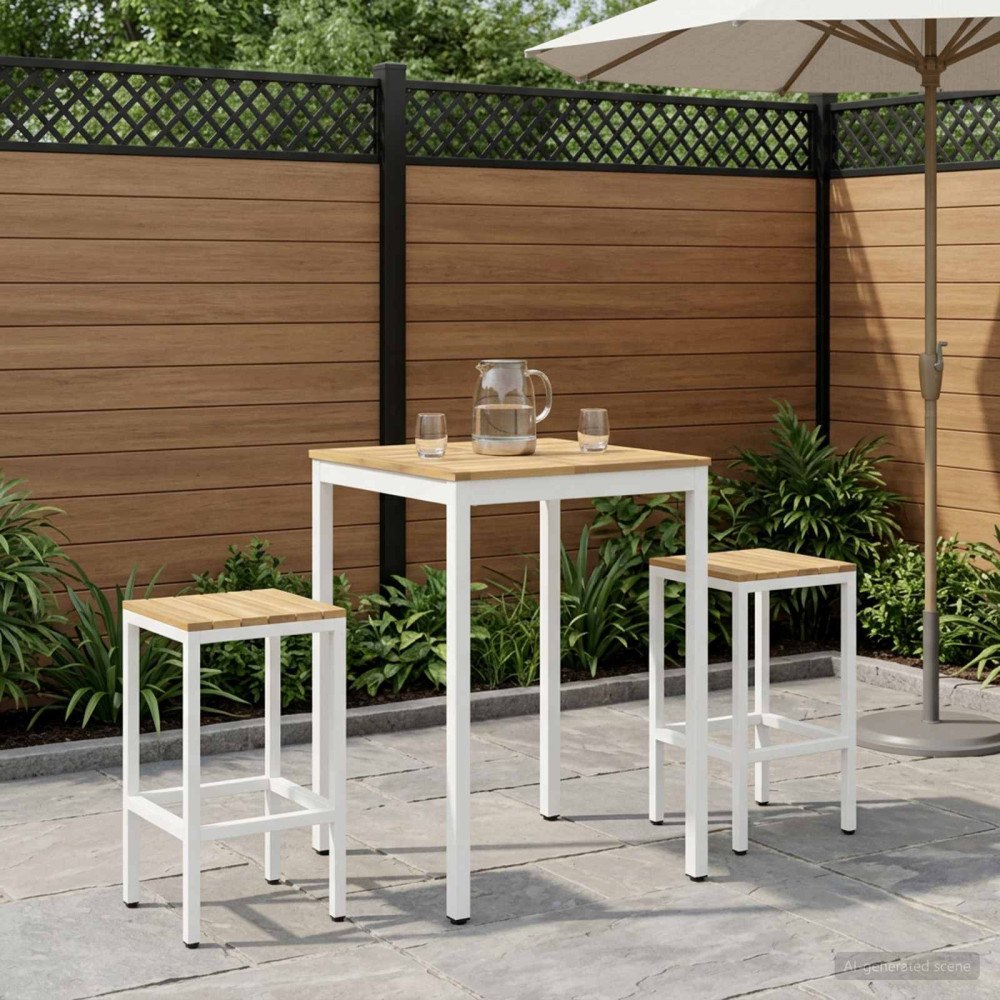 vidaXL Trädgård Bar Bord Vit 70 x 68,5 x 105 cm Massivt Akaciaträ