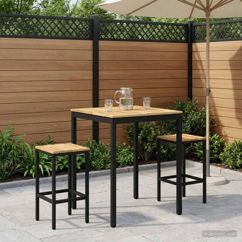 vidaXL Trädgård Bar Bord Vit och svart 80 x 80,5 x 105 cm