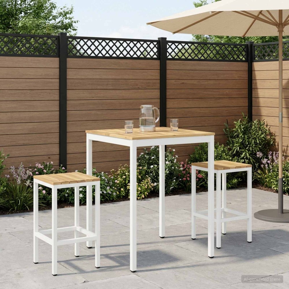 vidaXL Trädgård Bar Bord Vit 80 x 80,5 x 105 cm Massivt Akaciaträ