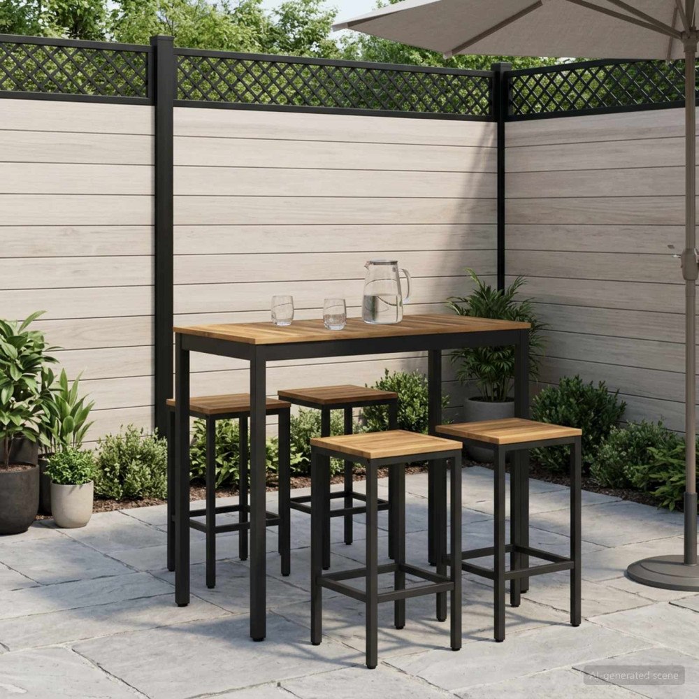 vidaXL Trädgård Bar Bord Vit och svart 108,5 x 55 x 105 cm