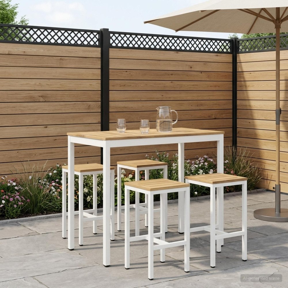 vidaXL Trädgård Bar Bord Vit 108,5 x 55 x 105 cm Massivt Akaciaträ