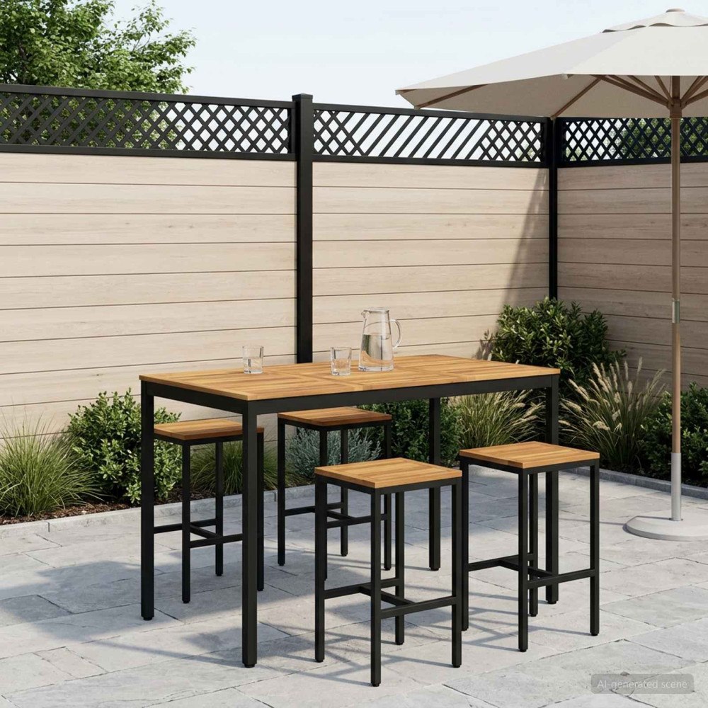 vidaXL Trädgård Bar Bord Vit och svart 147 x 88,5 x 105 cm