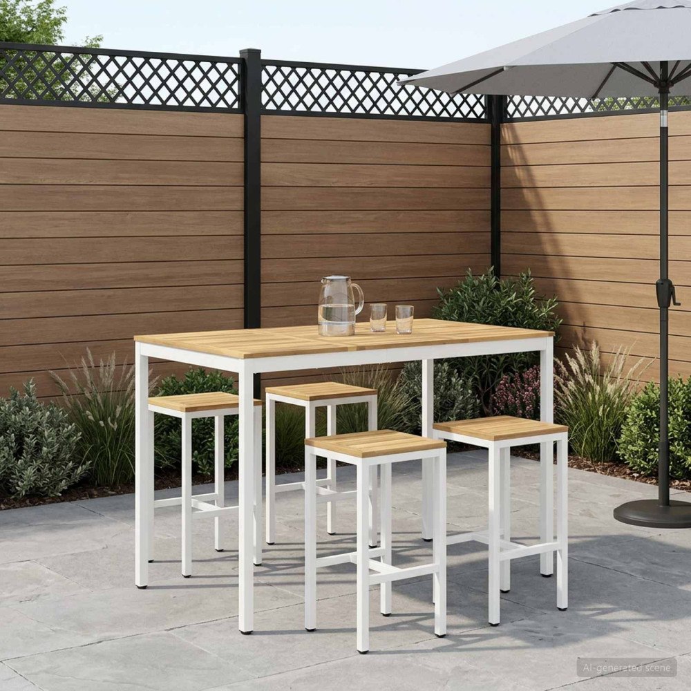 vidaXL Trädgård Bar Bord Vit 147 x 88,5 x 105 cm Massivt Akaciaträ