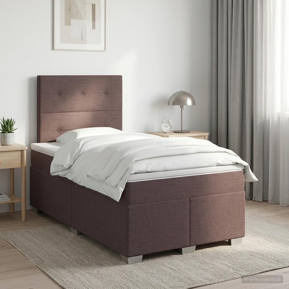 vidaXL Kontinentalsäng med madrass Mörkbrun 120 x 190 cm Tyg