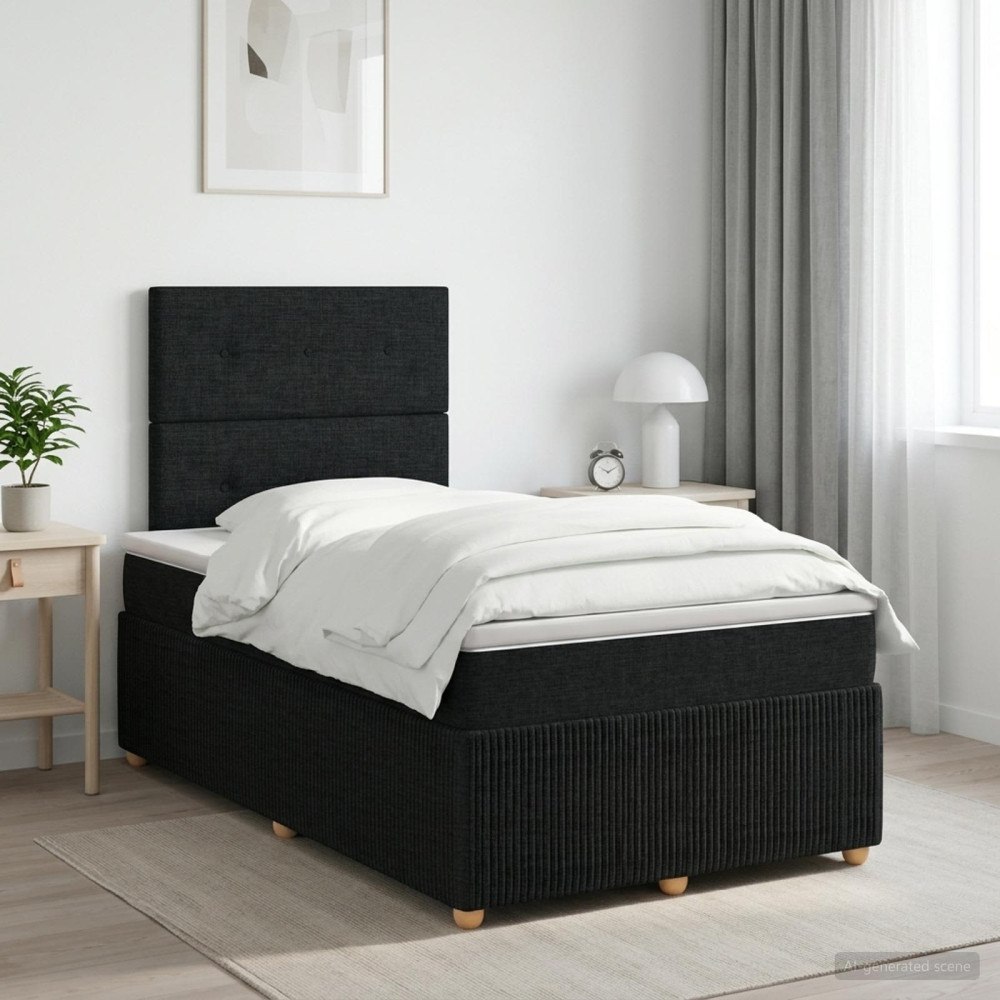 vidaXL Kontinentalsäng med madrass Svart 120 x 200 cm Tyg