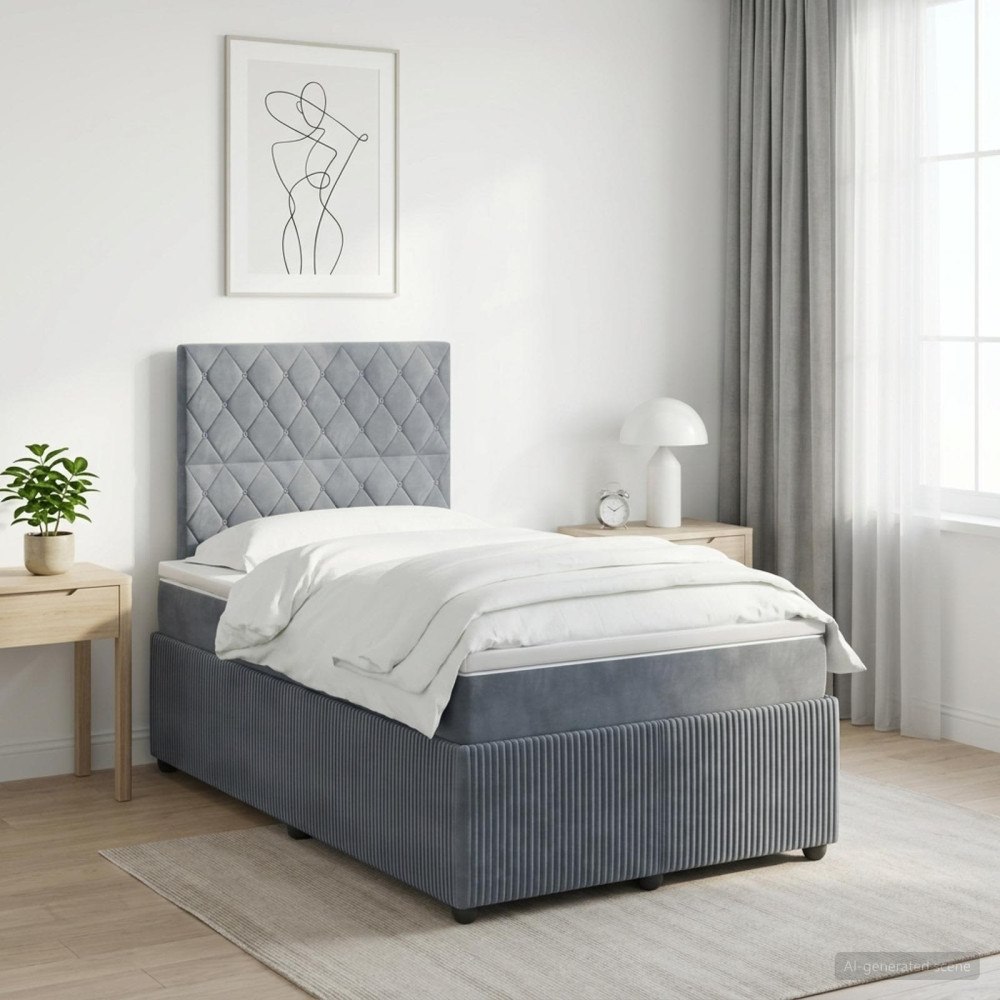 vidaXL Kontinentalsäng med madrass Mörkgrå 120 x 190 cm Sammet