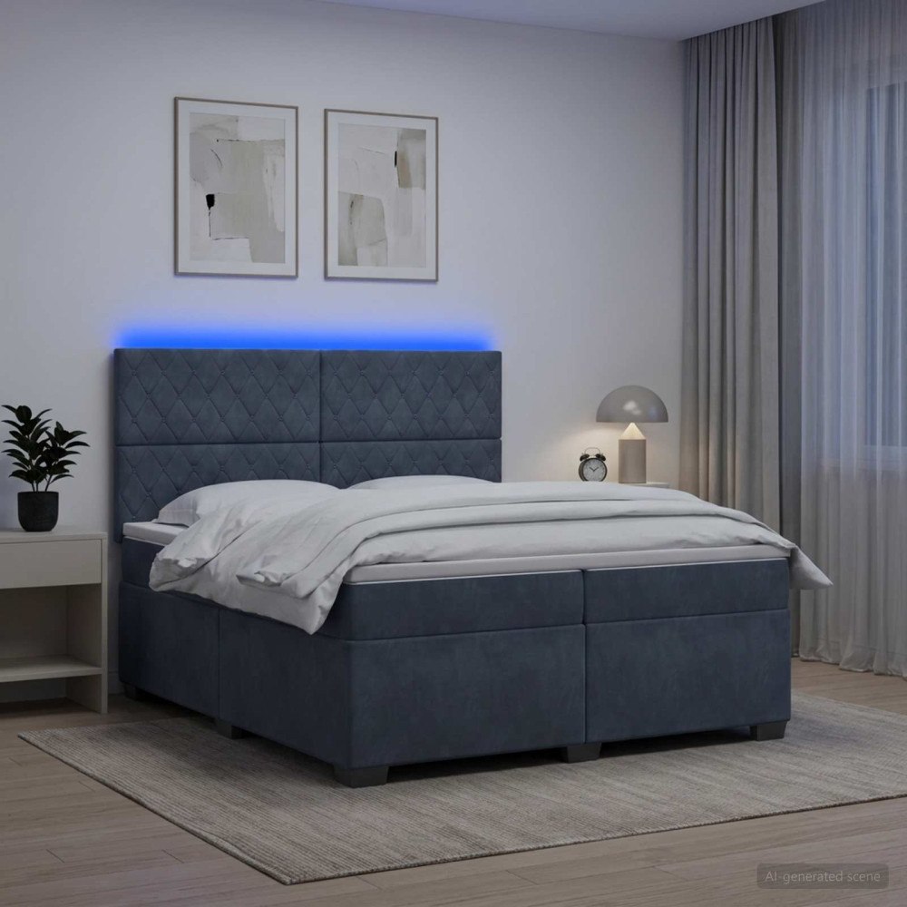 vidaXL Kontinentalsäng med madrass Mörkgrå 200 x 200 cm Sammet