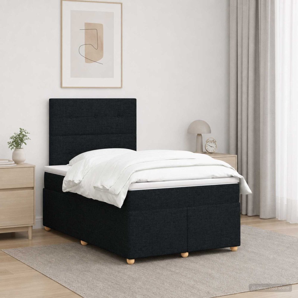 vidaXL Kontinentalsäng med madrass Svart 120 x 200 cm Tyg