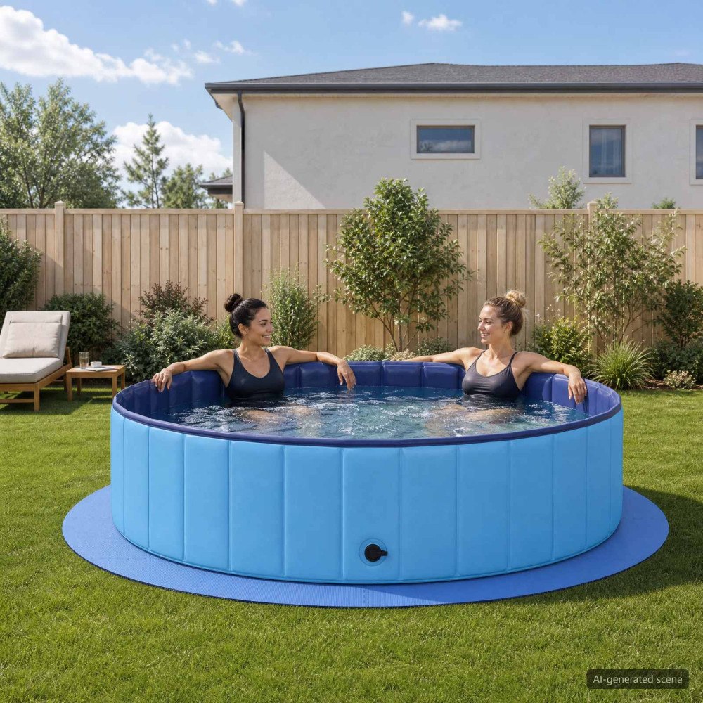 vidaXL Pool grundmatta 16 st Ø 235 cm Rund EVA-skum Blå