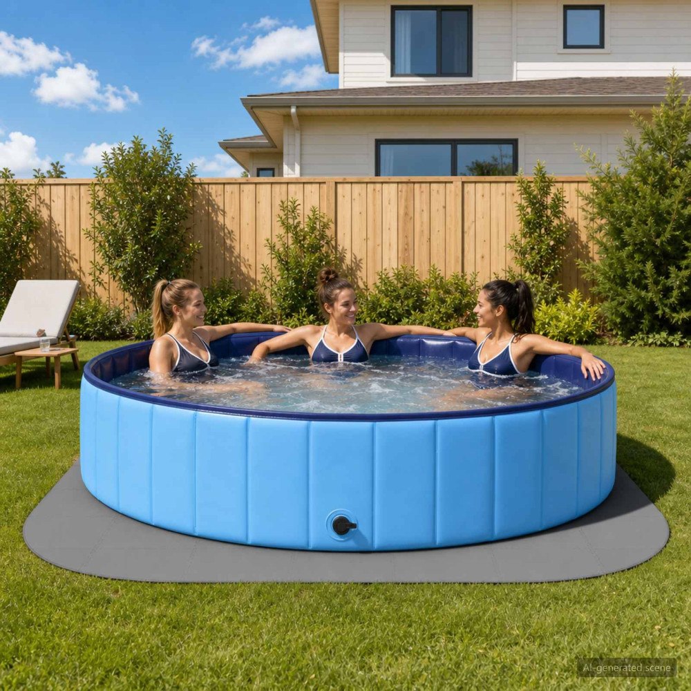 vidaXL Pool grundmatta 49 st Ø 408 cm Rund EVA-skum Grå