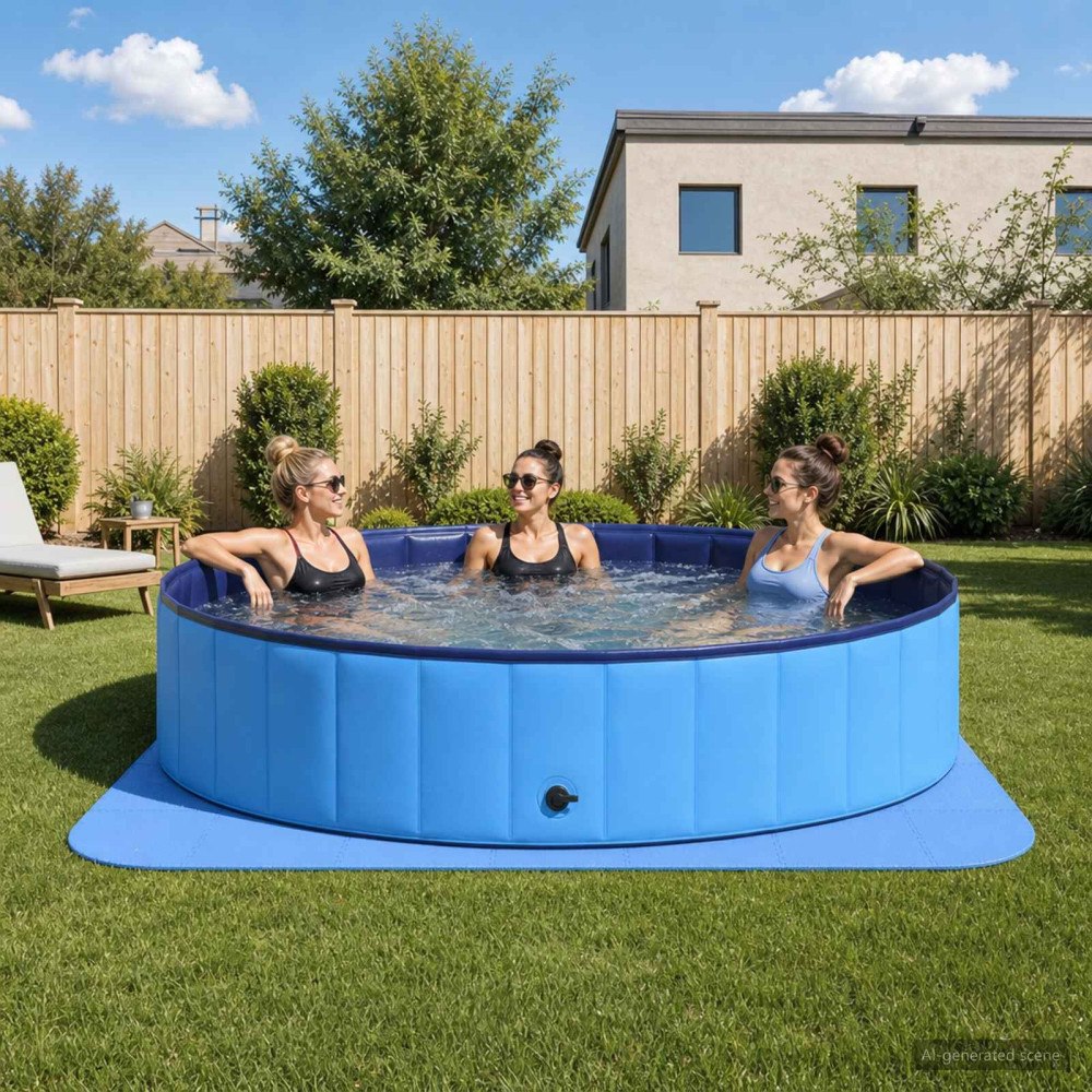 vidaXL Pool grundmatta 49 st Ø 408 cm Rund EVA-skum Blå