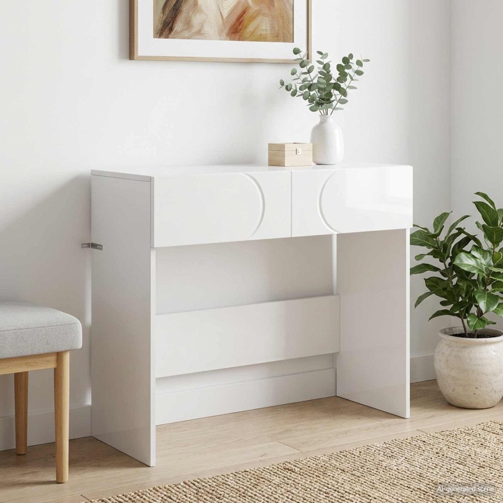 vidaXL Konsolbord Vit högglans 96,5 x 38 x 75 cm Konstruerat trä