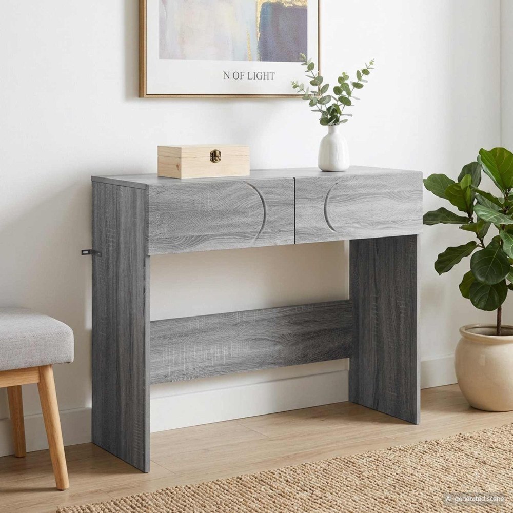 vidaXL Konsolbord Grå Sonoma 96,5 x 38 x 75 cm Konstruerat trä