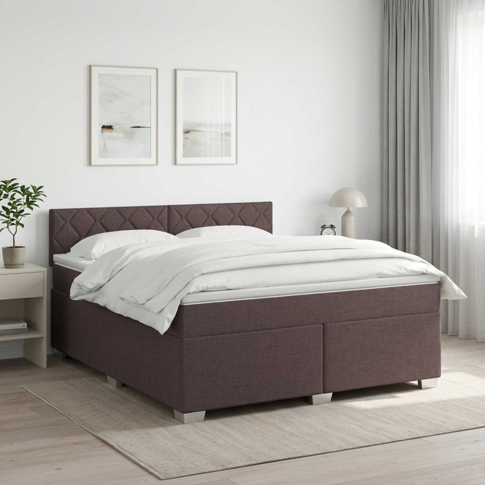 vidaXL Kontinentalsäng med madrass Mörkbrun 180 x 200 cm Tyg