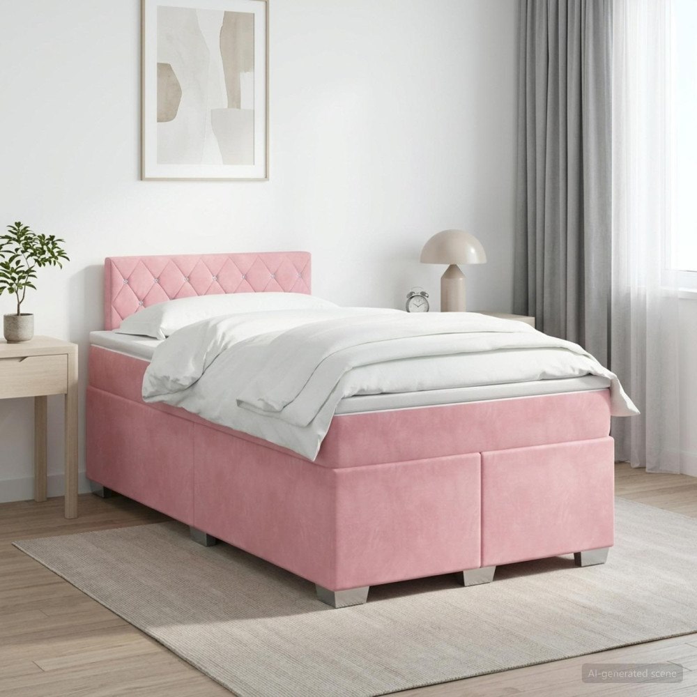 vidaXL Kontinentalsäng med madrass Rosa 120 x 200 cm Sammet